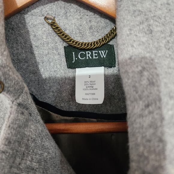 J.Crew Wool Blend Double-Breasted Coat Sz 2 – Gray Long Winter Jacket w/ Belt - Picture 3 of 11